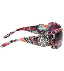 Round Round Floral Concho with Aztec Print Sunglasses - Turquoise - C218U3U40MX $62.88