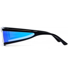 Rectangular Fashion Small Sunglasses Street Fashion Hiphop Swag Sun Glasses for Men Women - Blue - CM18WQE6IQU $21.86