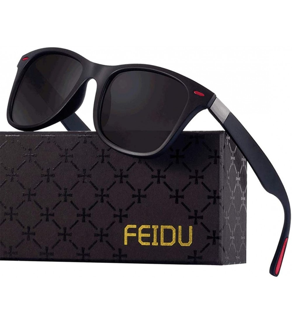 Rectangular Polarized Sunglasses for Men Retro - Polarized Sunglasses for Men Sunglasses Man FD2150 - 1-a-black/Red - CW18E6C...