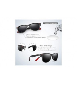 Rectangular Polarized Sunglasses for Men Retro - Polarized Sunglasses for Men Sunglasses Man FD2150 - 1-a-black/Red - CW18E6C...