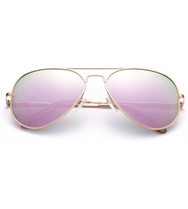 Aviator Polarized Aviator Sunglasses Mirrored Lens Classic Aviator Polarized Sunglasses Small - Pink Mirror - C218I64CIYD $19.01