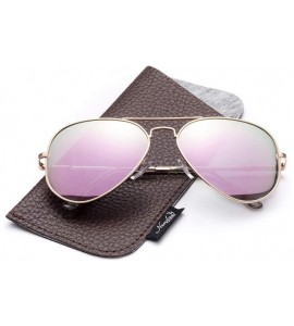 Aviator Polarized Aviator Sunglasses Mirrored Lens Classic Aviator Polarized Sunglasses Small - Pink Mirror - C218I64CIYD $19.01