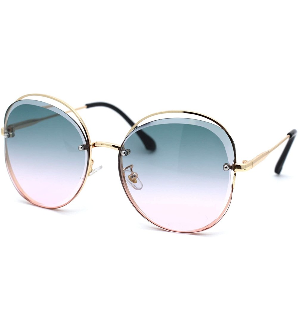 Butterfly Womens Expose Lens Butterfly Designer Sunglasses - Gold Green Pink - CI18WX6LTSI $25.89