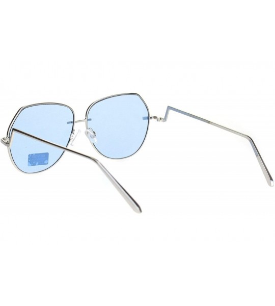 Butterfly Womens Down Temple Swan Arm Metal Rim Butterfly Sunglasses - Silver Blue - CP18O3R2RQO $22.73