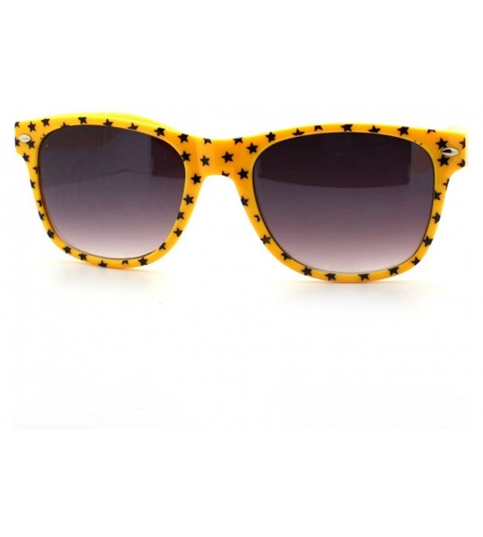 Wayfarer Stars Print Square Sunglasses Spring Hinge Frames - Yellow - CW11D6VOKTT $20.15