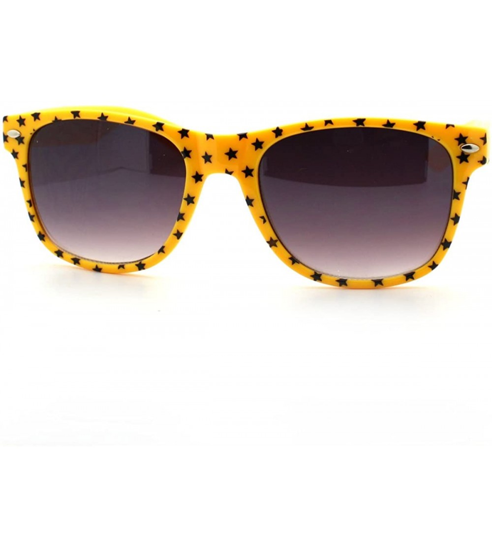 Wayfarer Stars Print Square Sunglasses Spring Hinge Frames - Yellow - CW11D6VOKTT $20.15