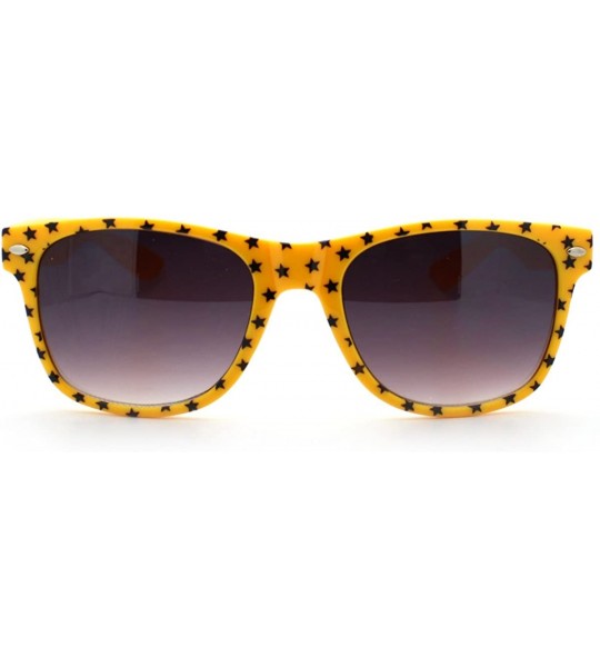 Wayfarer Stars Print Square Sunglasses Spring Hinge Frames - Yellow - CW11D6VOKTT $20.15