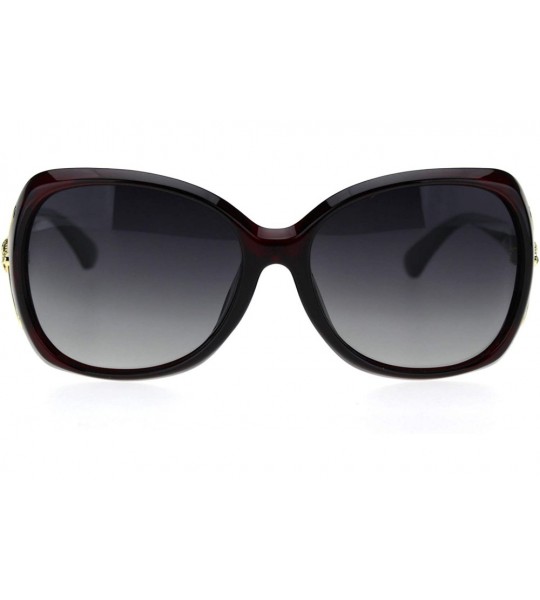 Butterfly Polarized Lens Womens Fox Tail Rhinestone Butterfly Plastic Sunglasses - Burgundy Smoke - CC18TN32LD9 $26.05