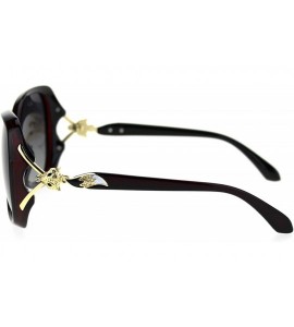 Butterfly Polarized Lens Womens Fox Tail Rhinestone Butterfly Plastic Sunglasses - Burgundy Smoke - CC18TN32LD9 $26.05