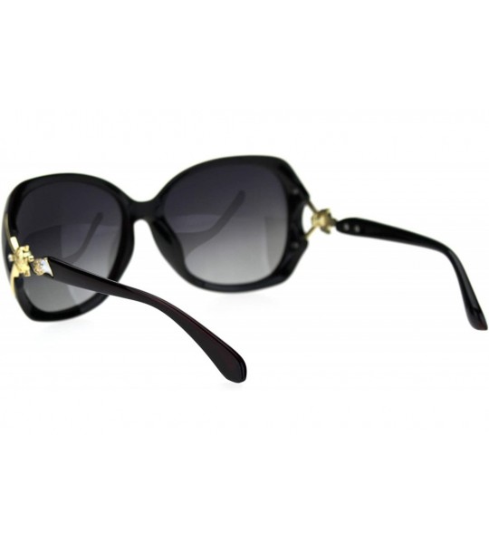 Butterfly Polarized Lens Womens Fox Tail Rhinestone Butterfly Plastic Sunglasses - Burgundy Smoke - CC18TN32LD9 $26.05