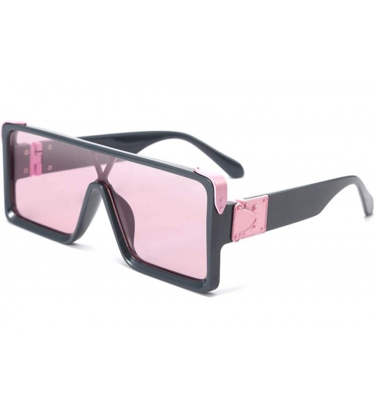 Square One Piece Square Sunglasses Women Men Metal Buckle Design B2540 - Pink - CU192DT54W3 $28.88