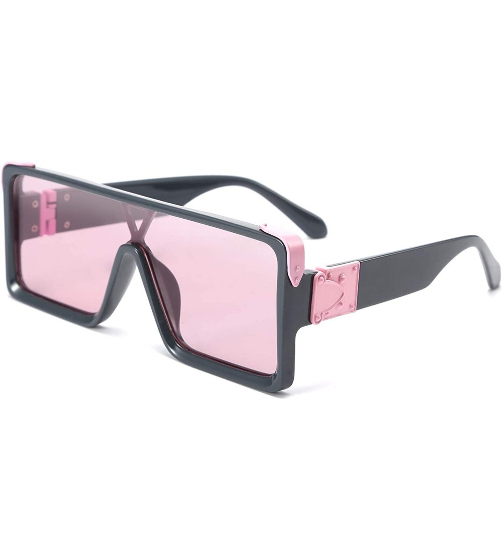 Square One Piece Square Sunglasses Women Men Metal Buckle Design B2540 - Pink - CU192DT54W3 $28.88