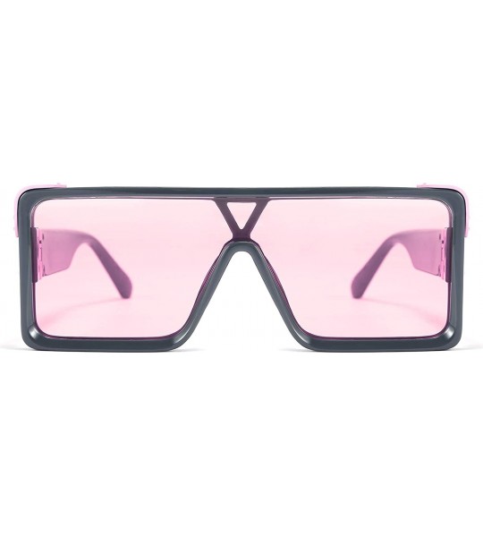 Square One Piece Square Sunglasses Women Men Metal Buckle Design B2540 - Pink - CU192DT54W3 $28.88