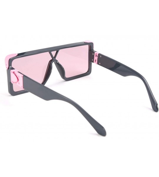 Square One Piece Square Sunglasses Women Men Metal Buckle Design B2540 - Pink - CU192DT54W3 $28.88