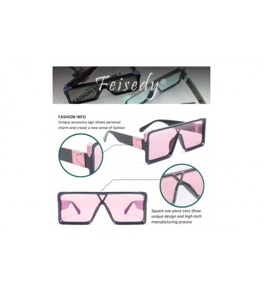 Square One Piece Square Sunglasses Women Men Metal Buckle Design B2540 - Pink - CU192DT54W3 $28.88