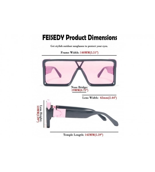 Square One Piece Square Sunglasses Women Men Metal Buckle Design B2540 - Pink - CU192DT54W3 $28.88