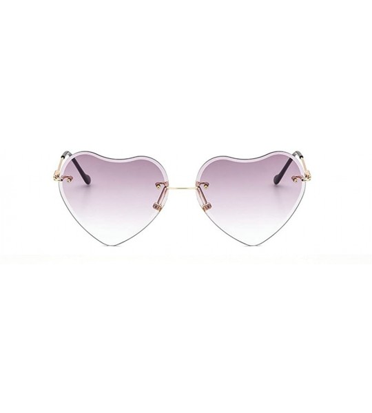 Rimless 2018 Hot Rimless Love Heart Shaped Sunglasses Womens Girls Metal Frame HD Lens UV400 - Grey - C818DOEHGM0 $22.25