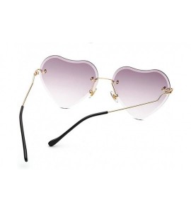 Rimless 2018 Hot Rimless Love Heart Shaped Sunglasses Womens Girls Metal Frame HD Lens UV400 - Grey - C818DOEHGM0 $22.25