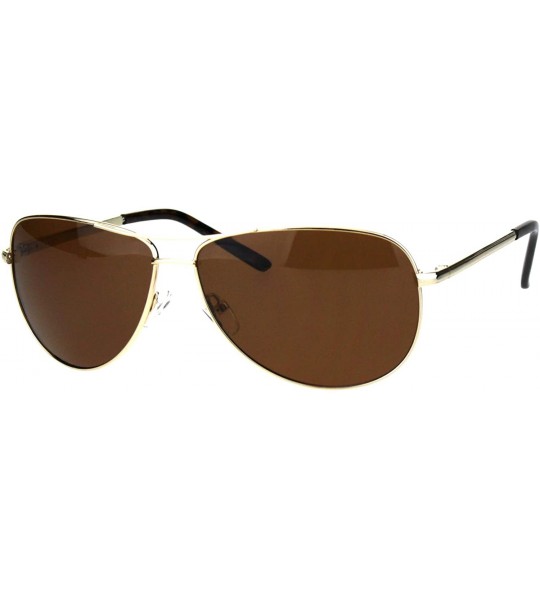 Aviator Mens Polarized Lens Sunglasses Metal Frame Spring Hinge Racer Aviator - Gold (Brown) - CT18OG5H08G $23.50