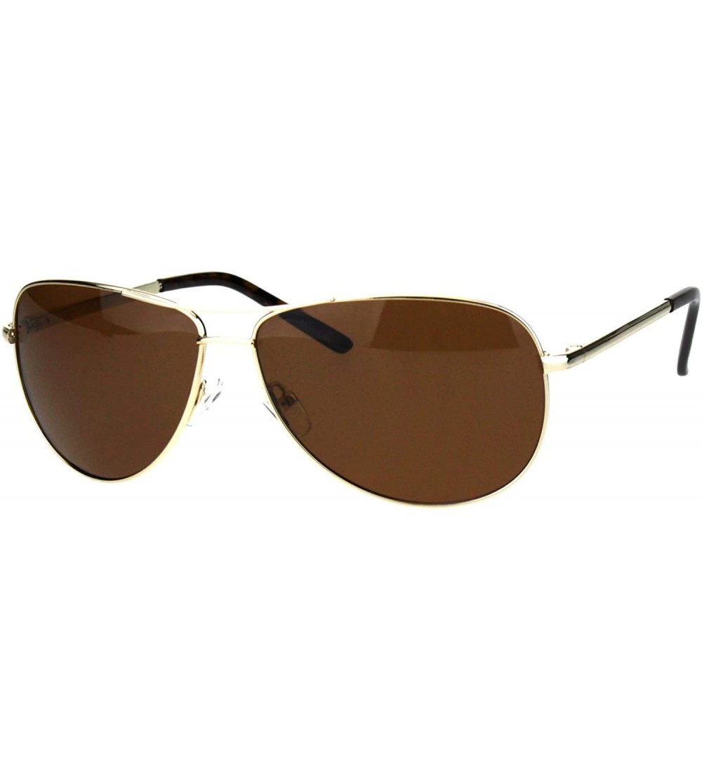 Aviator Mens Polarized Lens Sunglasses Metal Frame Spring Hinge Racer Aviator - Gold (Brown) - CT18OG5H08G $23.50