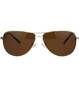 Aviator Mens Polarized Lens Sunglasses Metal Frame Spring Hinge Racer Aviator - Gold (Brown) - CT18OG5H08G $23.50