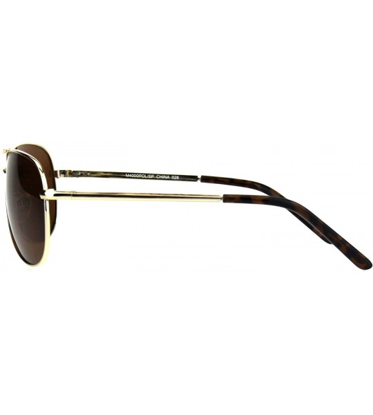 Aviator Mens Polarized Lens Sunglasses Metal Frame Spring Hinge Racer Aviator - Gold (Brown) - CT18OG5H08G $23.50