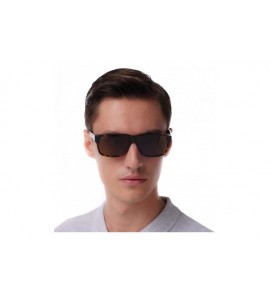 Rectangular Men Acetate Sunglasses Rectangle Polarized UV400 Lens - Demi - CI17Z5ND3YU $45.05