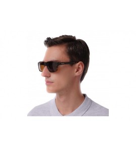 Rectangular Men Acetate Sunglasses Rectangle Polarized UV400 Lens - Demi - CI17Z5ND3YU $45.05