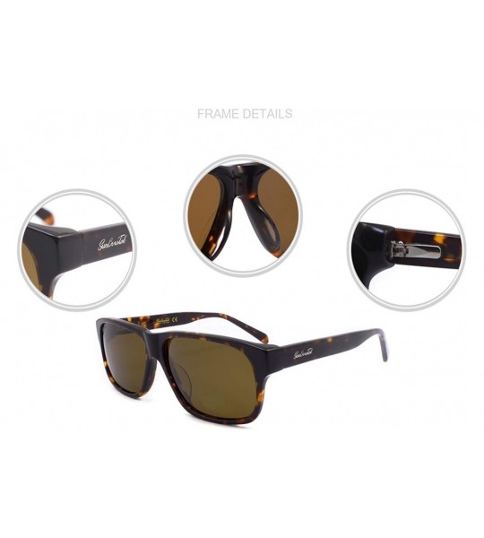 Rectangular Men Acetate Sunglasses Rectangle Polarized UV400 Lens - Demi - CI17Z5ND3YU $45.05