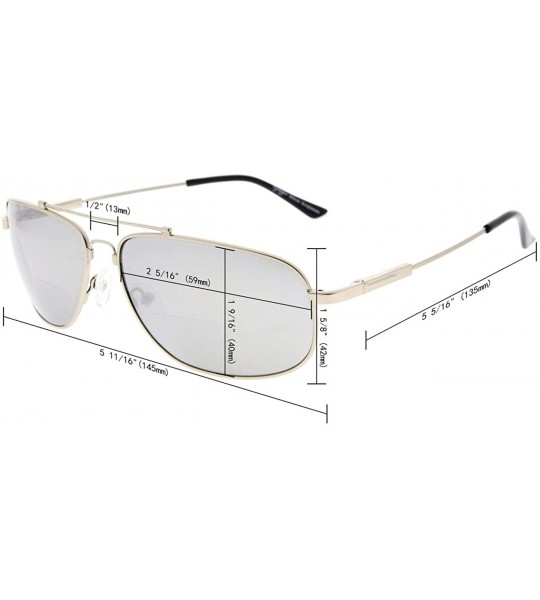 Rectangular Bifocal Reading Sunglasses Bendable Memory Sunshine Readers Women Men - Silver Frame Grey Lens - CI18035NAQ6 $45.23