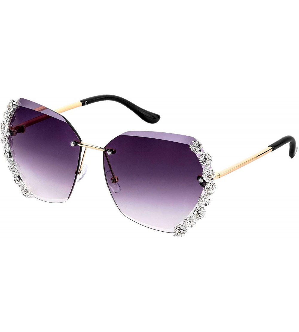 Oversized Fashion Punk Sunglasses for Women Men- Square Glasses Matel Frame UV400 Protection - Purple - CH197RQKHO5 $38.54