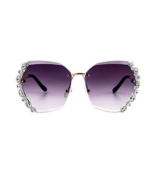 Oversized Fashion Punk Sunglasses for Women Men- Square Glasses Matel Frame UV400 Protection - Purple - CH197RQKHO5 $38.54