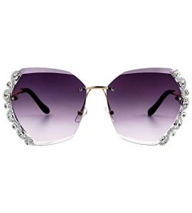 Oversized Fashion Punk Sunglasses for Women Men- Square Glasses Matel Frame UV400 Protection - Purple - CH197RQKHO5 $38.54