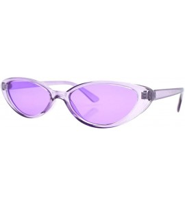 Cat Eye Retro Vintage Narrow Cat Eye Sunglasses 2462 - Crystal Purple - CL18SA0EA52 $17.74