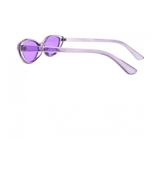 Cat Eye Retro Vintage Narrow Cat Eye Sunglasses 2462 - Crystal Purple - CL18SA0EA52 $17.74