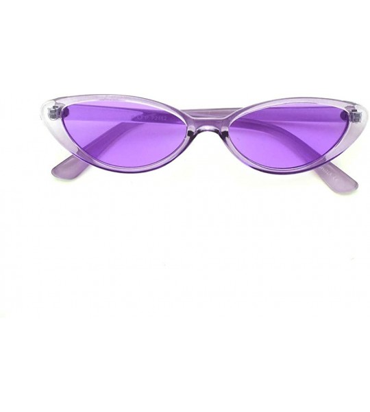 Cat Eye Retro Vintage Narrow Cat Eye Sunglasses 2462 - Crystal Purple - CL18SA0EA52 $17.74