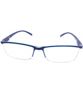 Rectangular Super Lightweight Reading Glasses Free Pouch HalfRim - Z1 Shiny Blue - CD18TWDOOTL $31.38