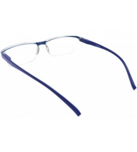 Rectangular Super Lightweight Reading Glasses Free Pouch HalfRim - Z1 Shiny Blue - CD18TWDOOTL $31.38