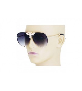 Rimless Pilot Sunglasses Oversize Metal Frame Vintage Retro Men Women Shades - Black - C918T427HOS $22.62