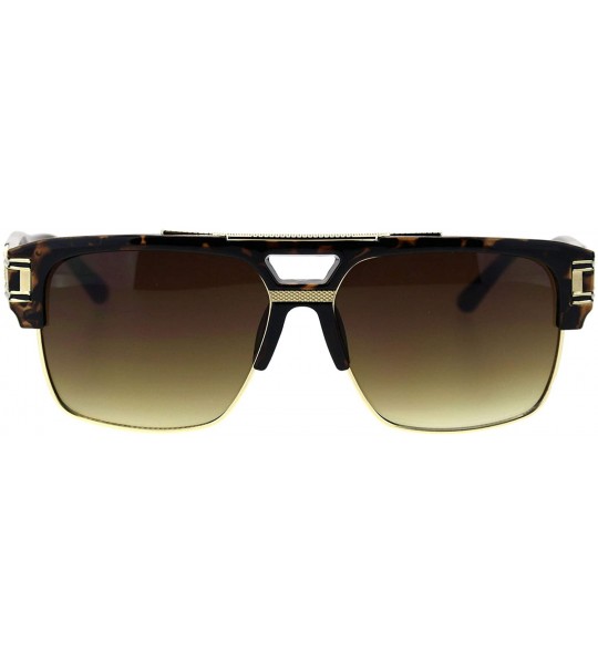 Square Mens Designer Fashion Sunglasses Bold Top Gold Rim Square Frame UV 400 - Tortoise (Brown) - CE18W2KZ7YN $21.54