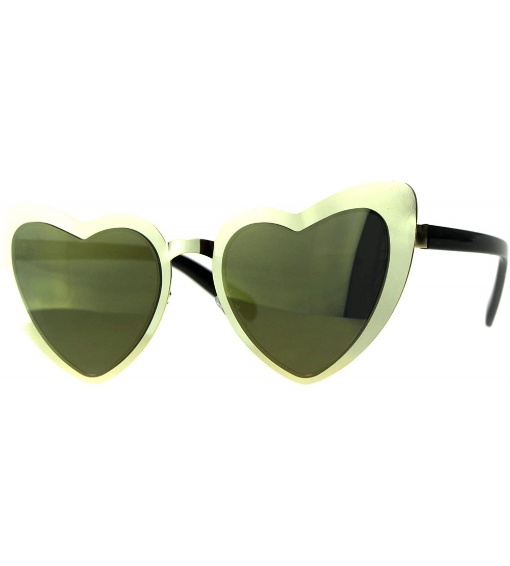 Oversized Heart Shape Sunglasses Metal Frame Lolita Fashion Shades UV 400 - Gold (Gold Mirror) - CS18EIG57TT $21.64