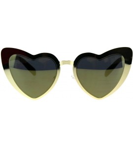 Oversized Heart Shape Sunglasses Metal Frame Lolita Fashion Shades UV 400 - Gold (Gold Mirror) - CS18EIG57TT $21.64