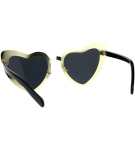 Oversized Heart Shape Sunglasses Metal Frame Lolita Fashion Shades UV 400 - Gold (Gold Mirror) - CS18EIG57TT $21.64