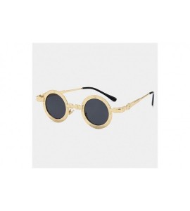 Round Round Steam Punk Sunglasses for Men and Women Hollow Legs UV400 - C3 Gold Gray - C8198CZA39N $24.38