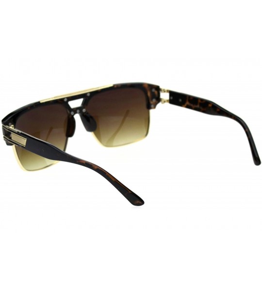 Square Mens Designer Fashion Sunglasses Bold Top Gold Rim Square Frame UV 400 - Tortoise (Brown) - CE18W2KZ7YN $21.54