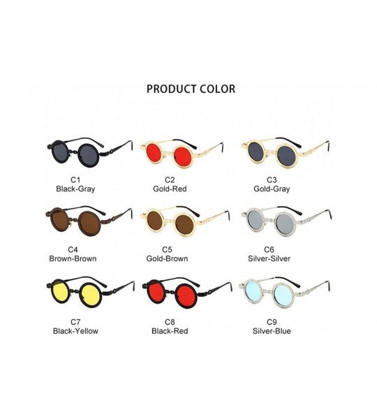 Round Round Steam Punk Sunglasses for Men and Women Hollow Legs UV400 - C3 Gold Gray - C8198CZA39N $24.38