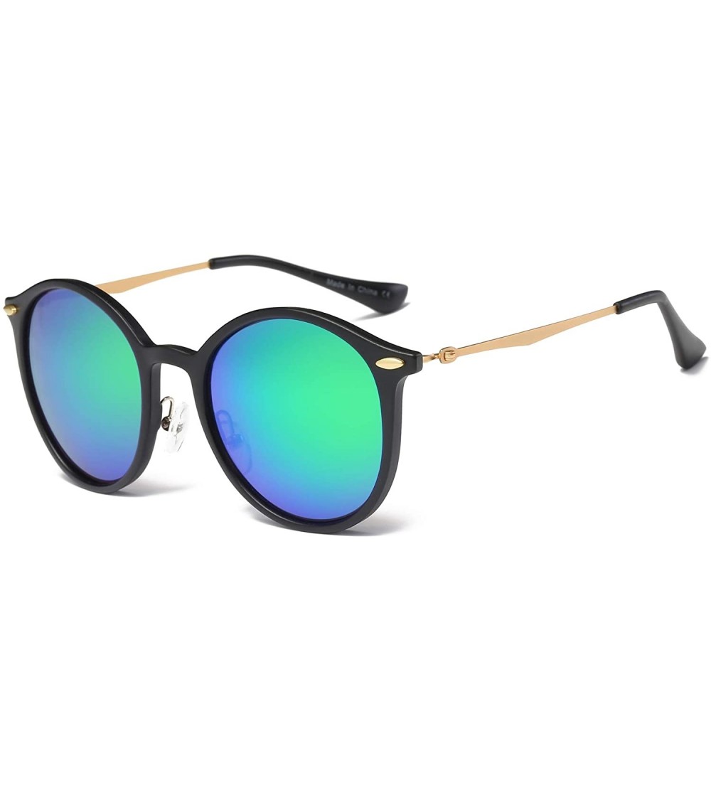 Goggle Retro Vintage Circle Round Mirrored UV Protection Fashion Sunglasses - Green - CI18WR9TM2L $37.02