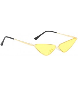 Round Sunglasses Small Round Metal Frame Cat Eye Candy Color Unisex Sun Glasses - Yellow - CK18Q82EC84 $17.71