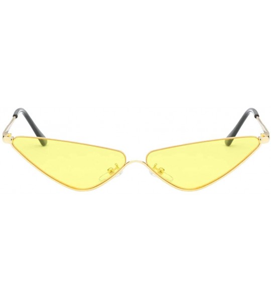 Round Sunglasses Small Round Metal Frame Cat Eye Candy Color Unisex Sun Glasses - Yellow - CK18Q82EC84 $17.71