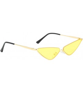 Round Sunglasses Small Round Metal Frame Cat Eye Candy Color Unisex Sun Glasses - Yellow - CK18Q82EC84 $17.71